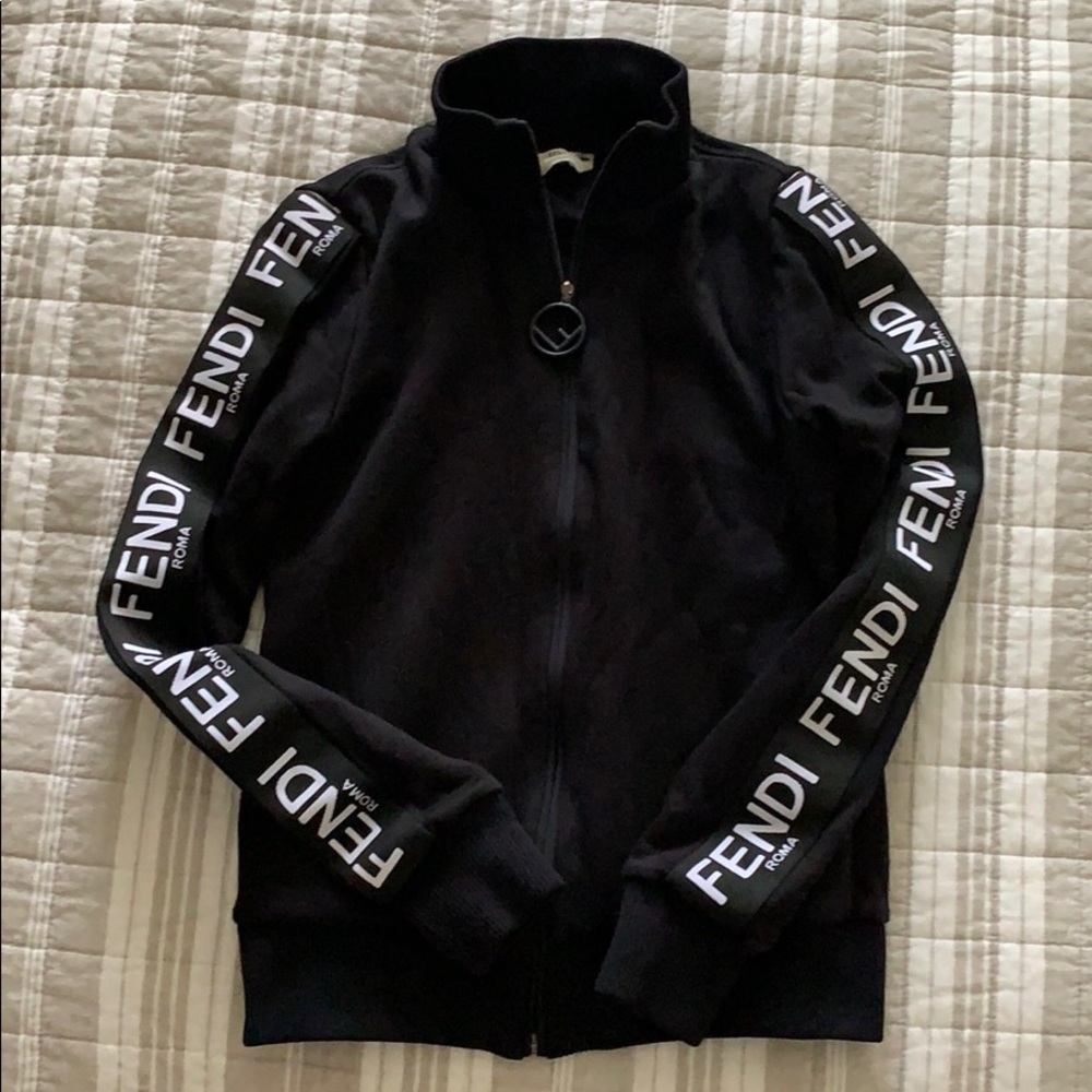 Fendi Logo Stripe Sleeve Track Jacket